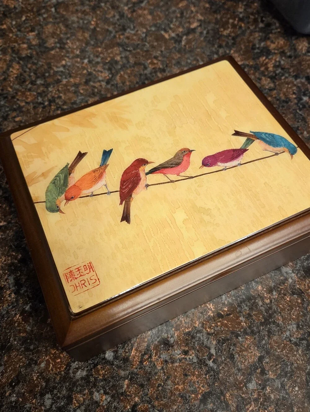 New Papyrus Bird Stationery Set 15 Blank Cards Envelopes Gold Seals Wooden Keeps